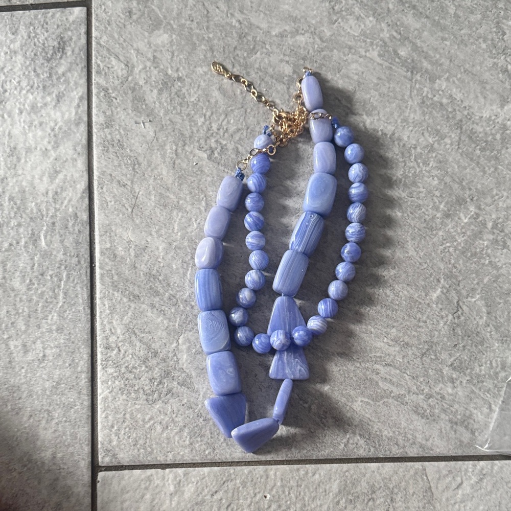 Elegant Periwinkle Blue Beaded Necklace